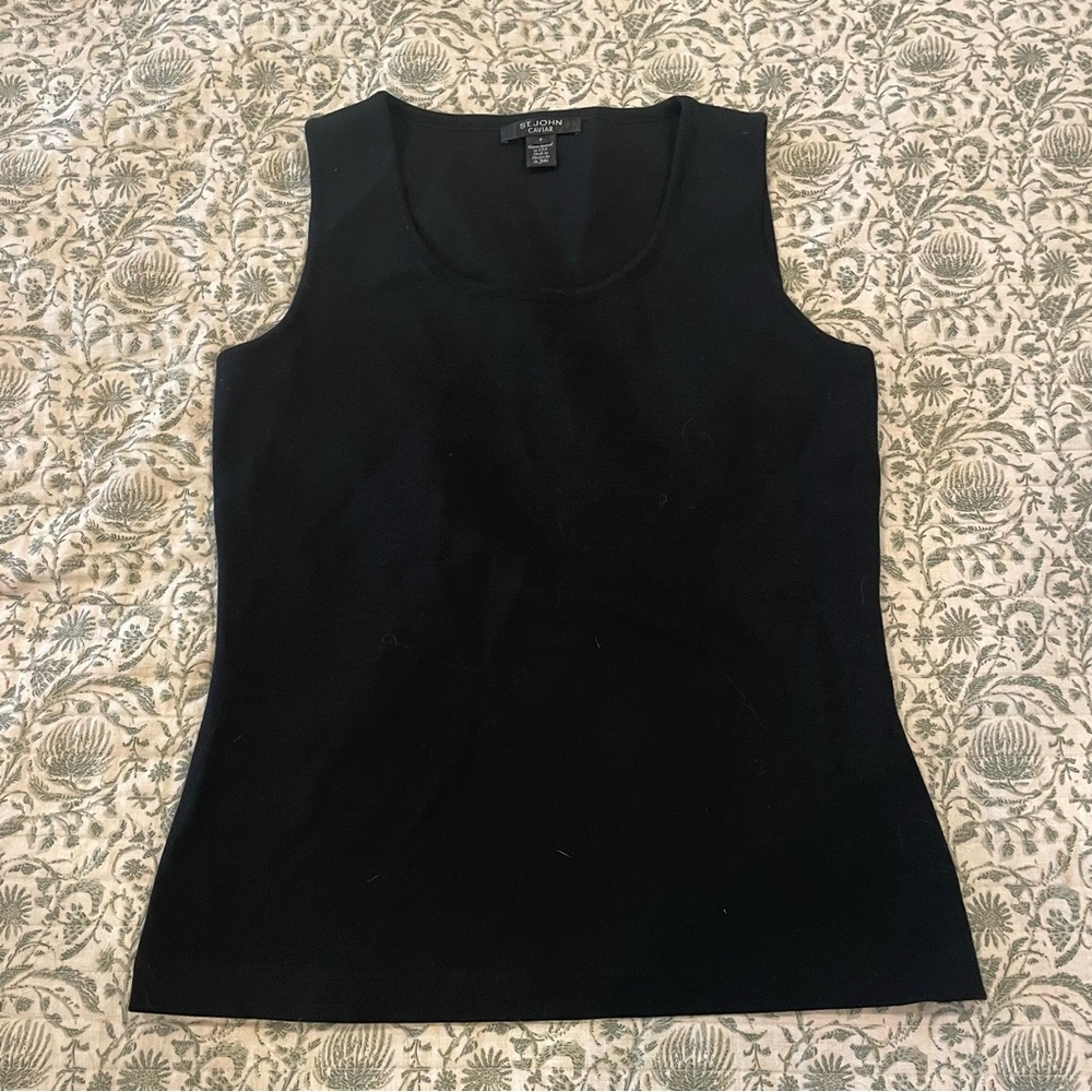 St John caviar black knit tank size P